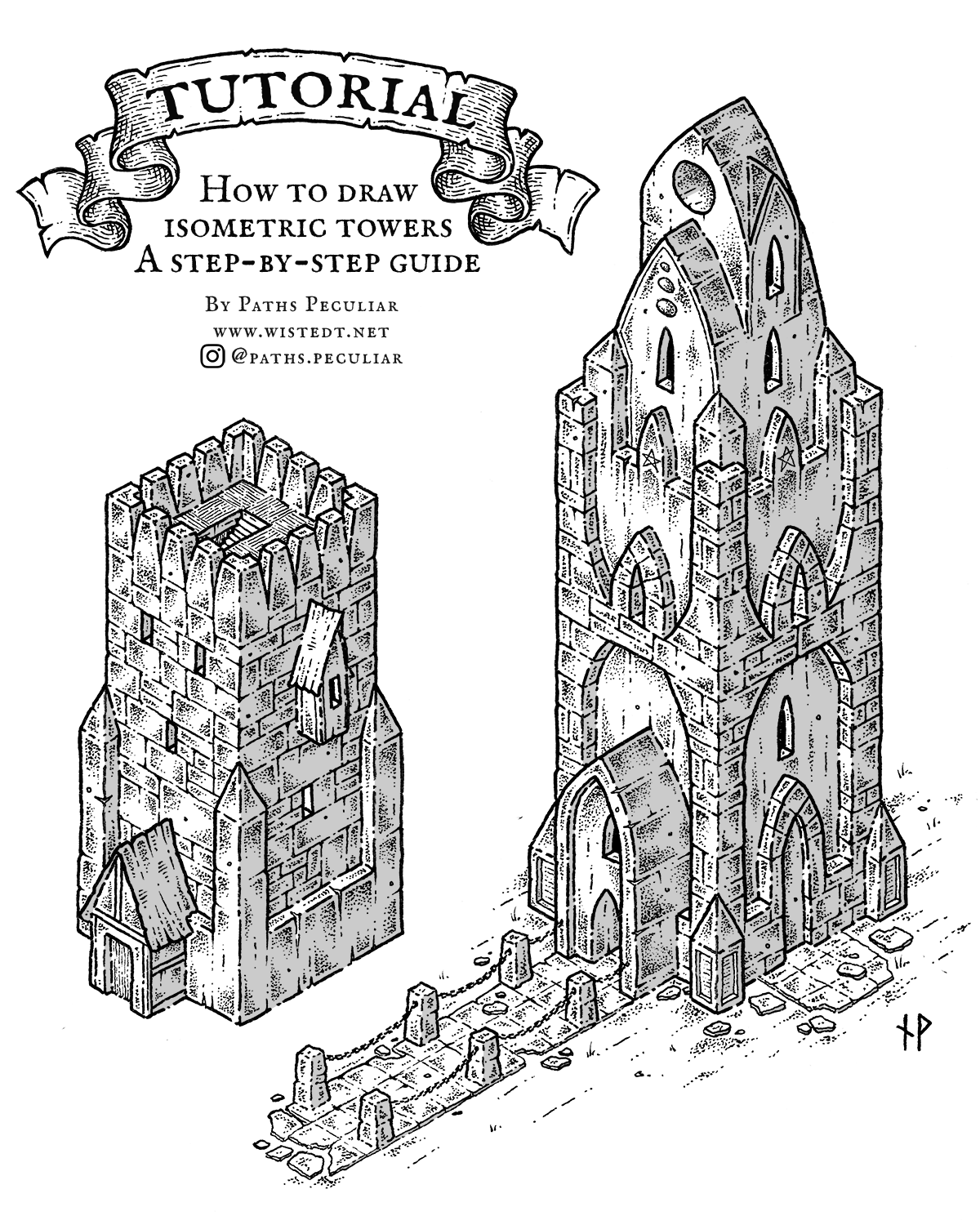 Tutorial How To Draw An Isometric Fantasy medieval Tower Paths Peculiar Tutorial How To Draw An Isometric Fantasy medieval Tower Paths Peculiar