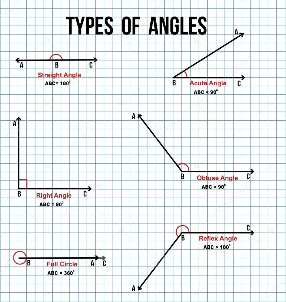 Types Of Angles On Math Paper Stock Vector By roxanabalint 125015602