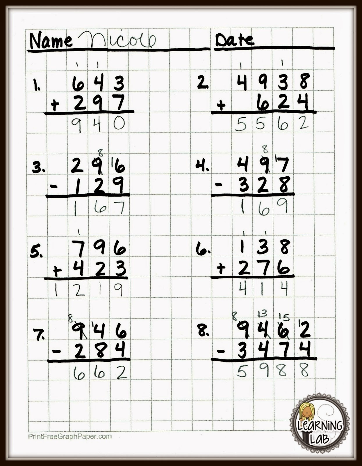 Graph Paper With Room For Work