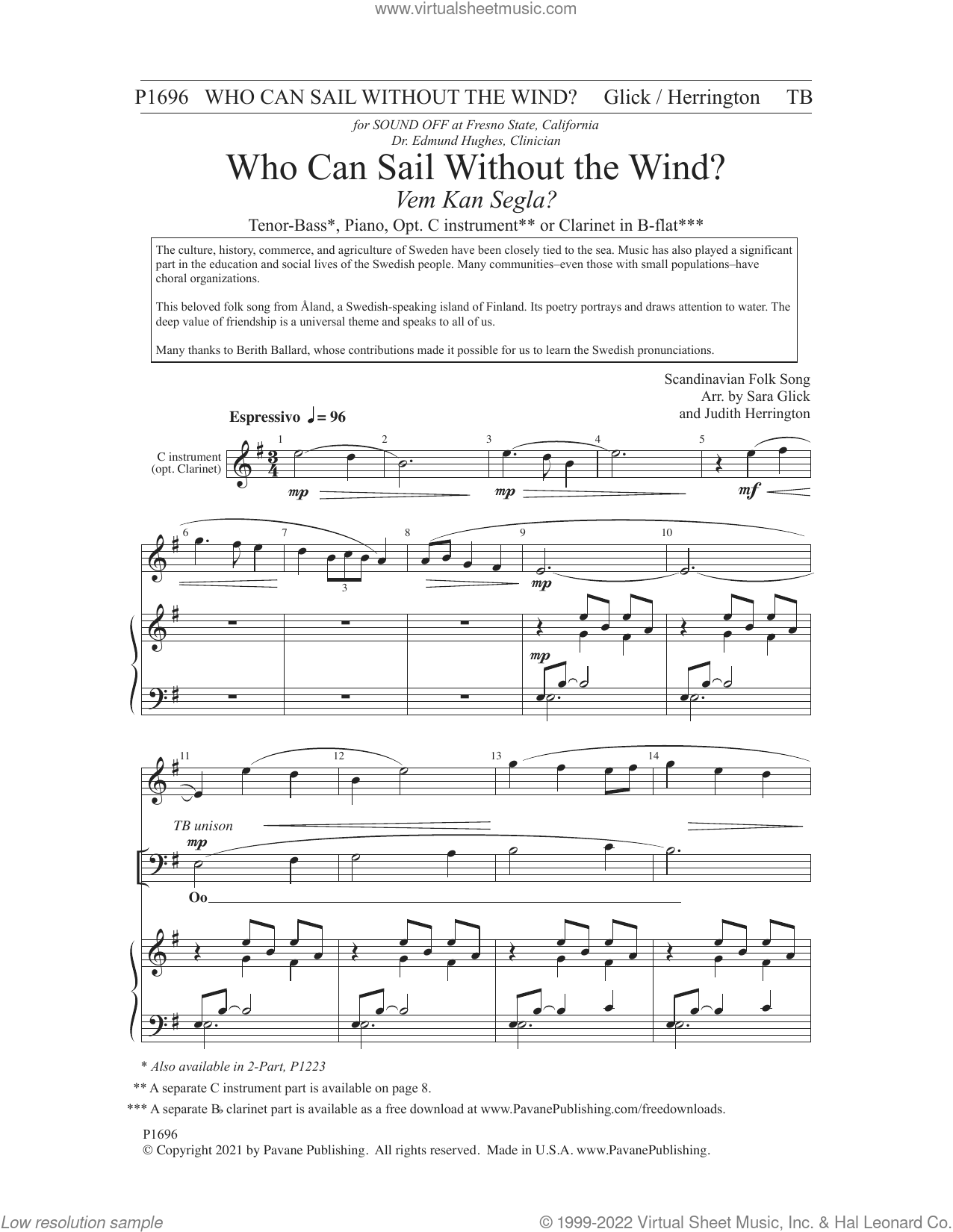 Who Can Sail Without The Wind arr Sara Glick And Judith Herrington Sheet Music For Choir SATB Soprano Alto Tenor Bass 