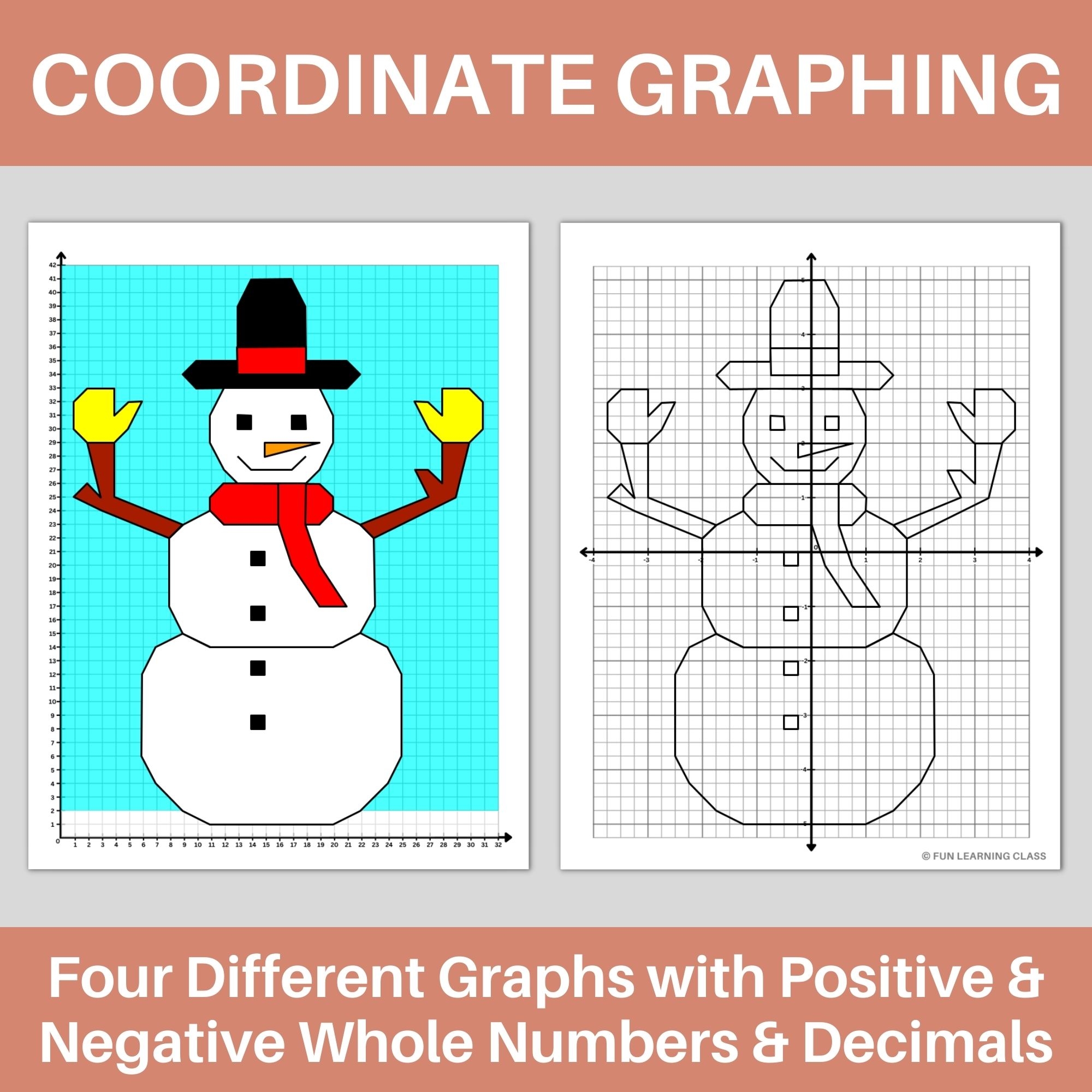 Cartesian Graph Math Art Worksheet Snowman