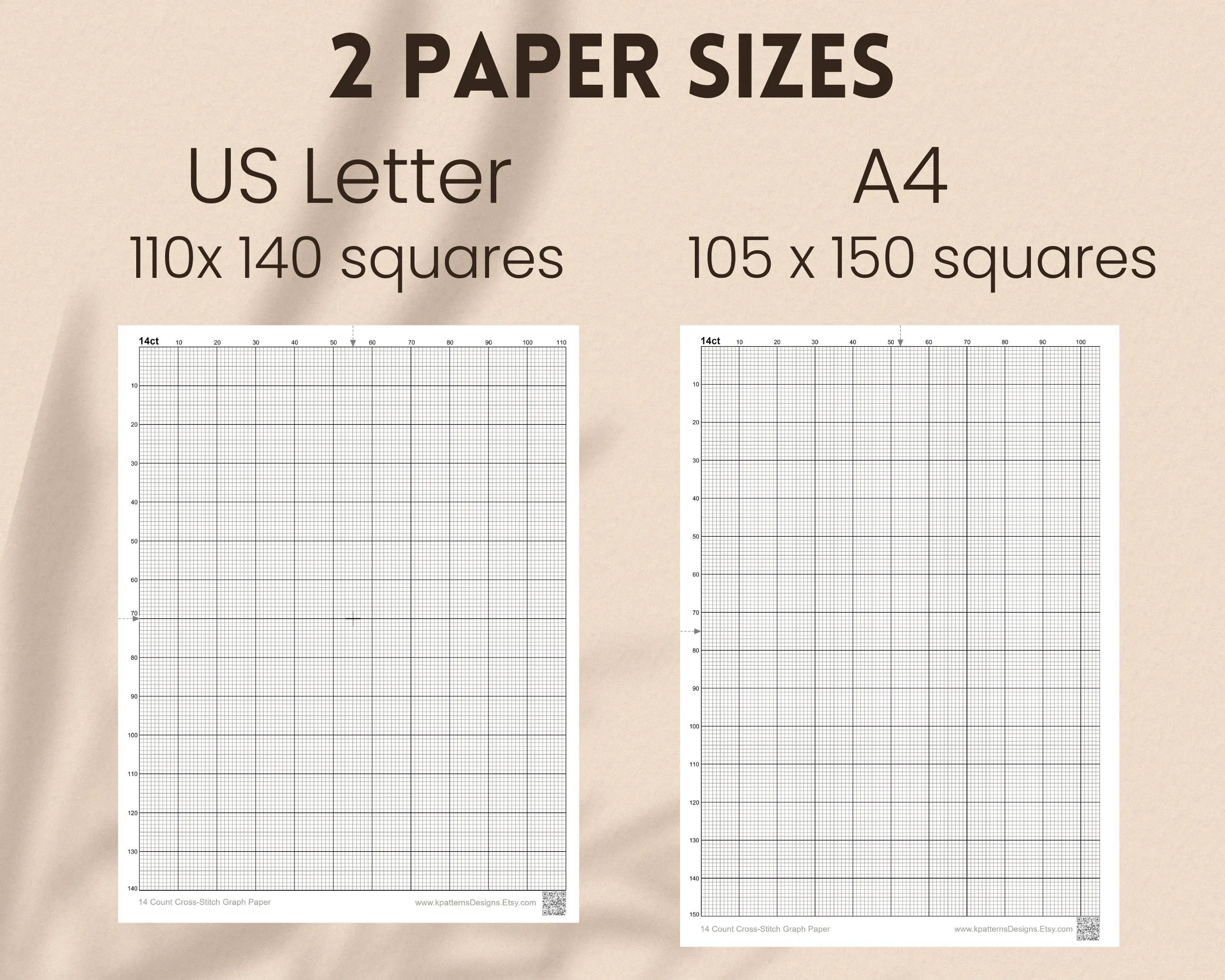 14 count Graph Paper With Inch Grid PDF JPG PNG Etsy