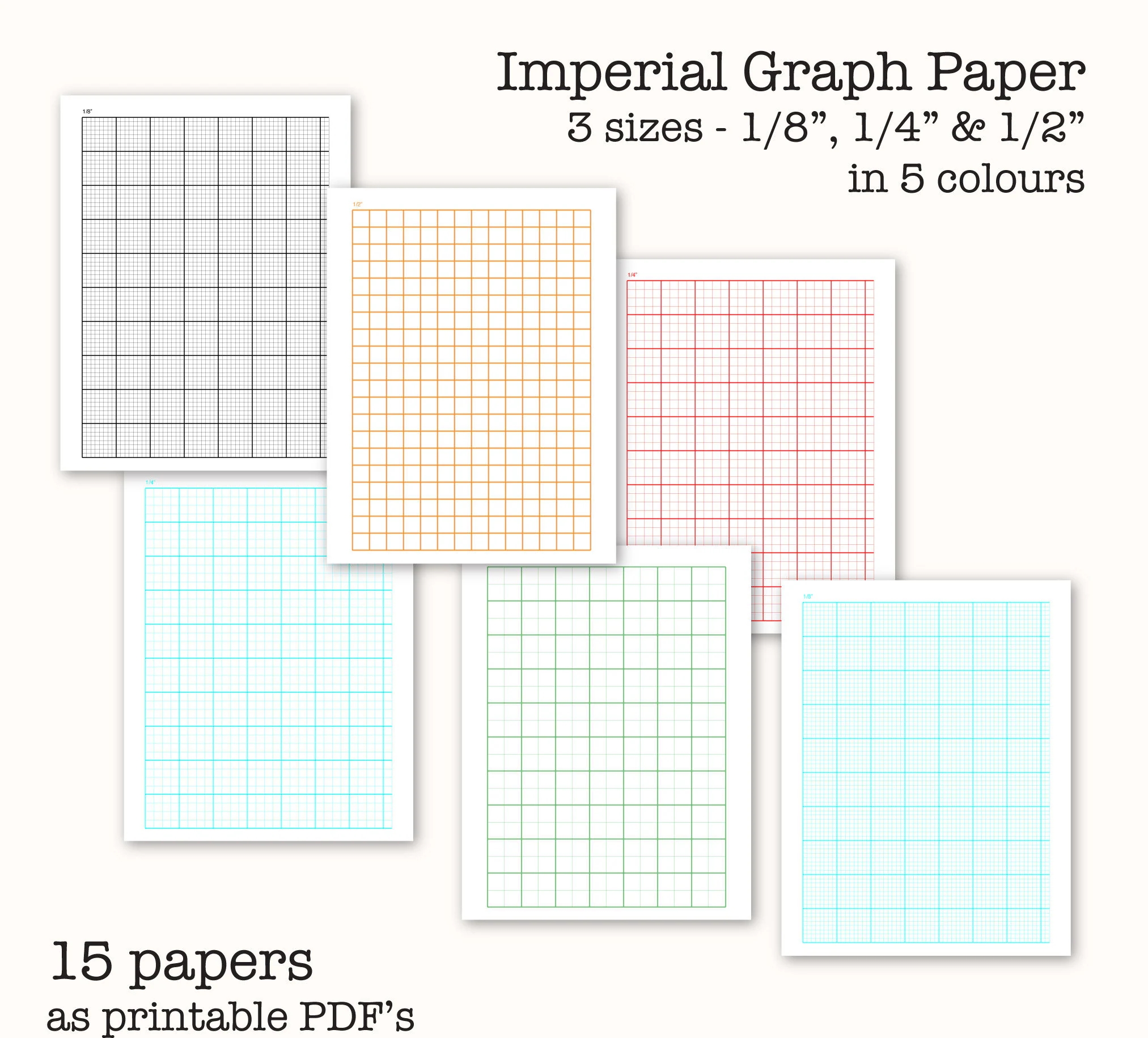 15 Imperial Measure Graph Papers Inch Graph Paper Digital Graph Paper PDF Printable Instant Download Etsy Canada