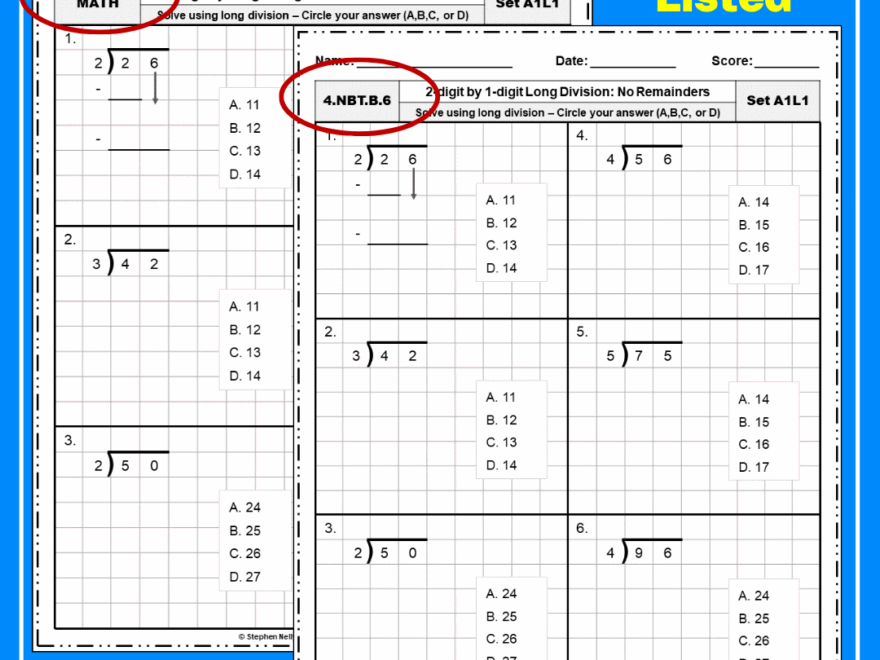 2 Digit By 1 Digit Long Division With And Without Remainders Practice Worksheets Made By Teachers