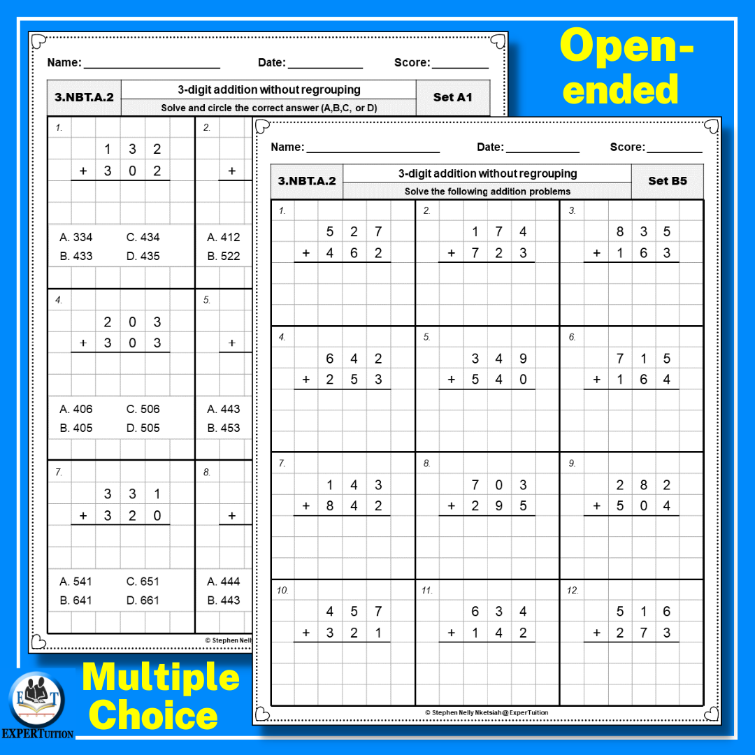 3 Digit Addition Without Regrouping Worksheets Differentiated Graph Paper Made By Teachers 3 Digit Addition Without Regrouping Worksheets Differentiated Graph Paper Made By Teachers