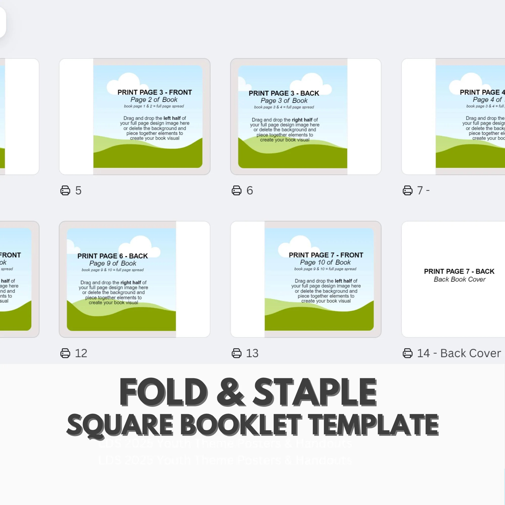 8 5x8 5 Booklet Template Print At Home On 11x8 5 Paper Easy Fold Staple DIY Book Instant Download Book Gift Editable Kid Book Etsy