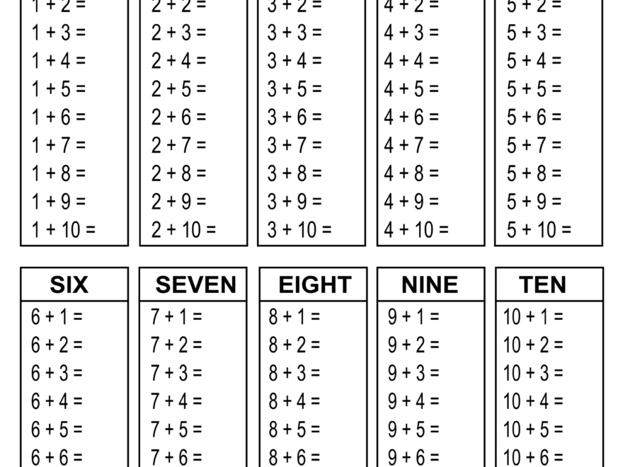 Addition Charts Tables Worksheets Free Printable PDF Files Free Printables Monograms Design Tools Patterns DIY Projects