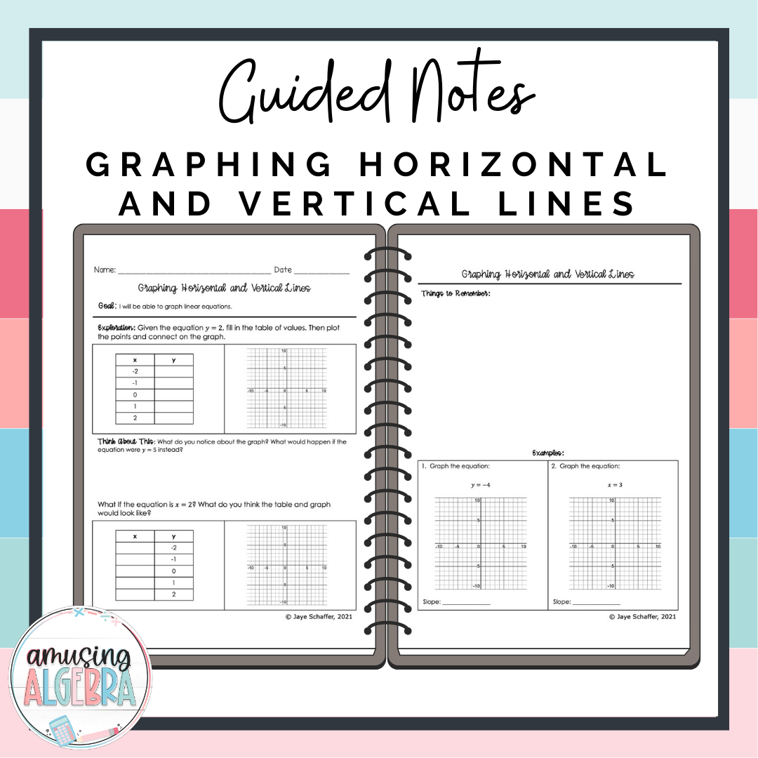 Algebra 1 Graphing Horizontal And Vertical Lines Guided Notes Made By Teachers Algebra 1 Graphing Horizontal And Vertical Lines Guided Notes Made By Teachers