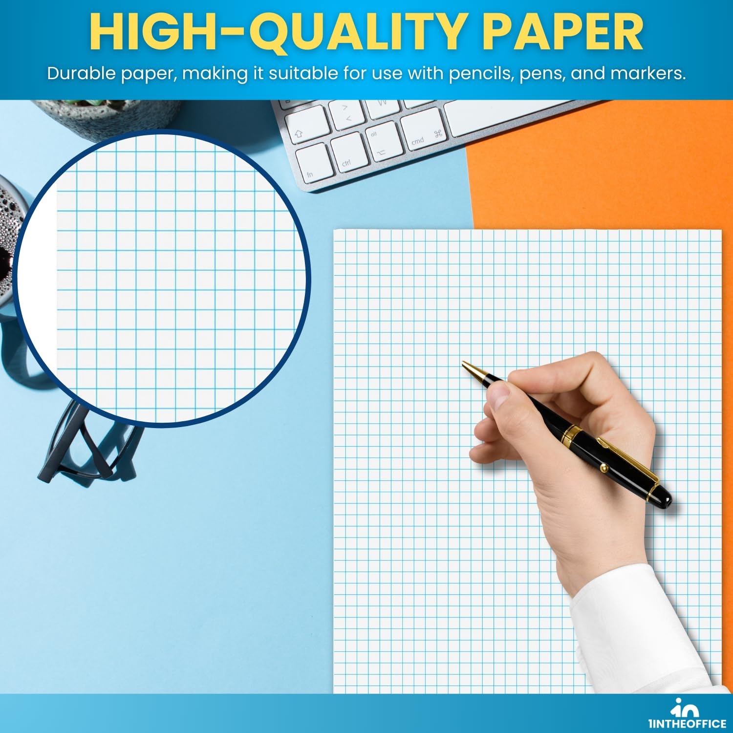 Amazon 1InTheOffice Graph Pads 8 5 X 11 Quadrille Pad 8 5 X 11 50 Sheets Pad 6 Pack Office Products
