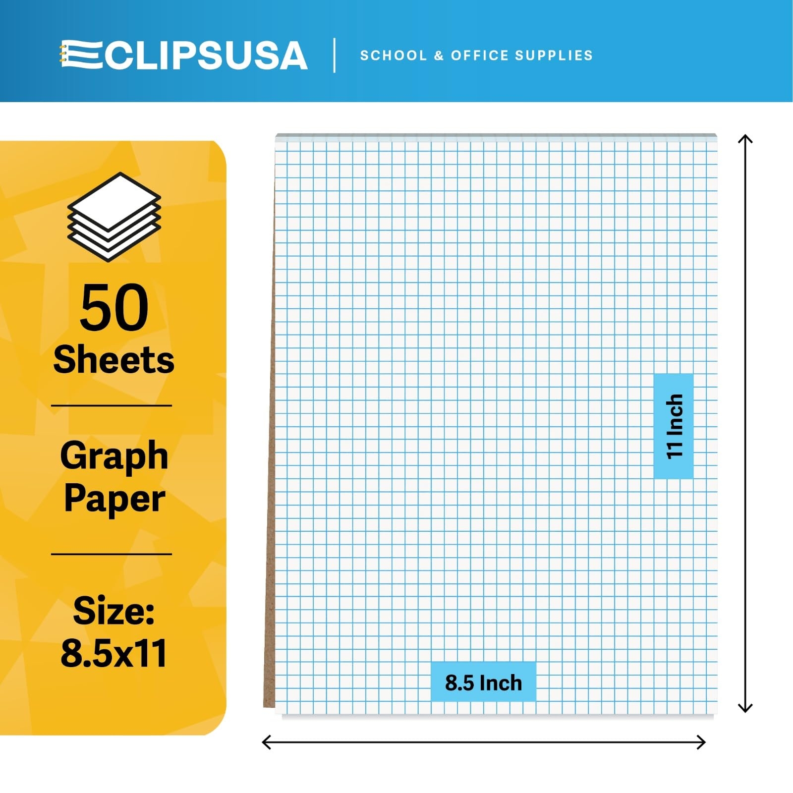 Amazon E CLIPS USA Graph Paper Pad Graph Paper Notebook 4 X 4 An Inch Quad Ruled Graph Paper Pad Graph Paper Pads 8 5 X 11 Drafting Paper 50 Sheets Per Pad 6 Pack Office Products