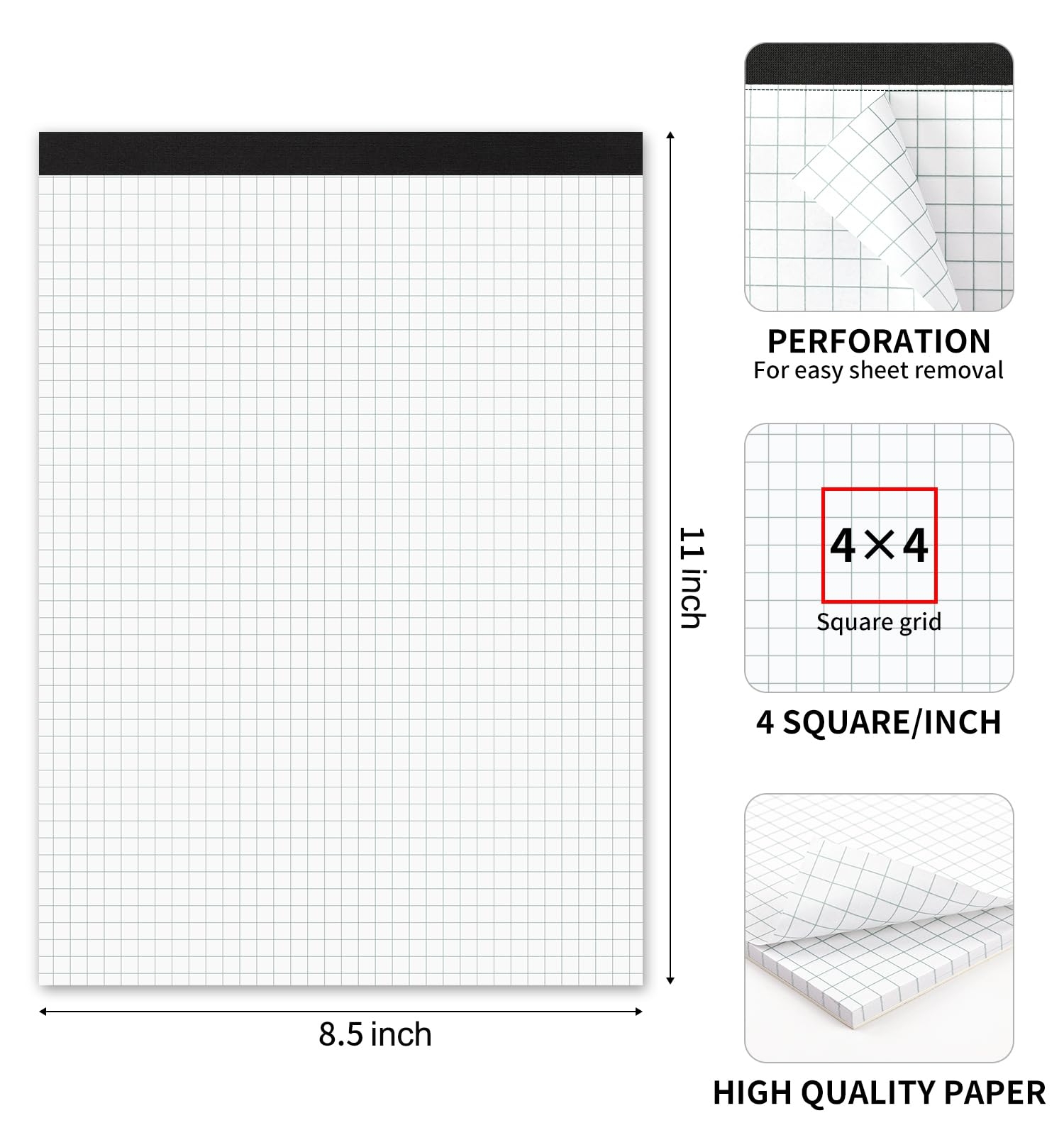 Amazon Graph Paper Notebook 2 Pack 8 5 X 11 Grid Paper 4x4 Graph Ruled 50 Sheets Per Pad Easy Tear Perforations 8 5 X 11 Cardboard Backing For Math Drafting Drawing Engineering Office Products