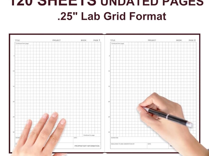 Amazon Lab Notebook Laboratory Notebook 25 Grid Format Laboratory Notebook Quad Ruled Science Lab Book With Grid Pages Table Of Contents For Chemistry Physics Biology 8 X 10 Red Office