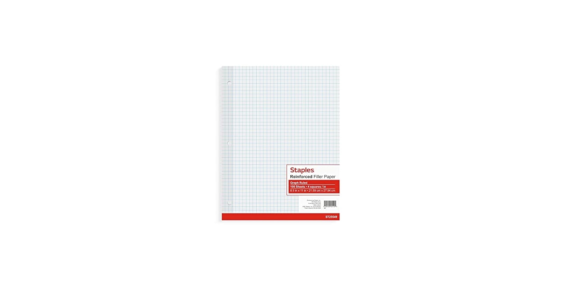 Amazon Staples 572541 Reinforced Filler Paper Graph Ruled 4x4 8 1 2 Inch X 11 Inch Office Products