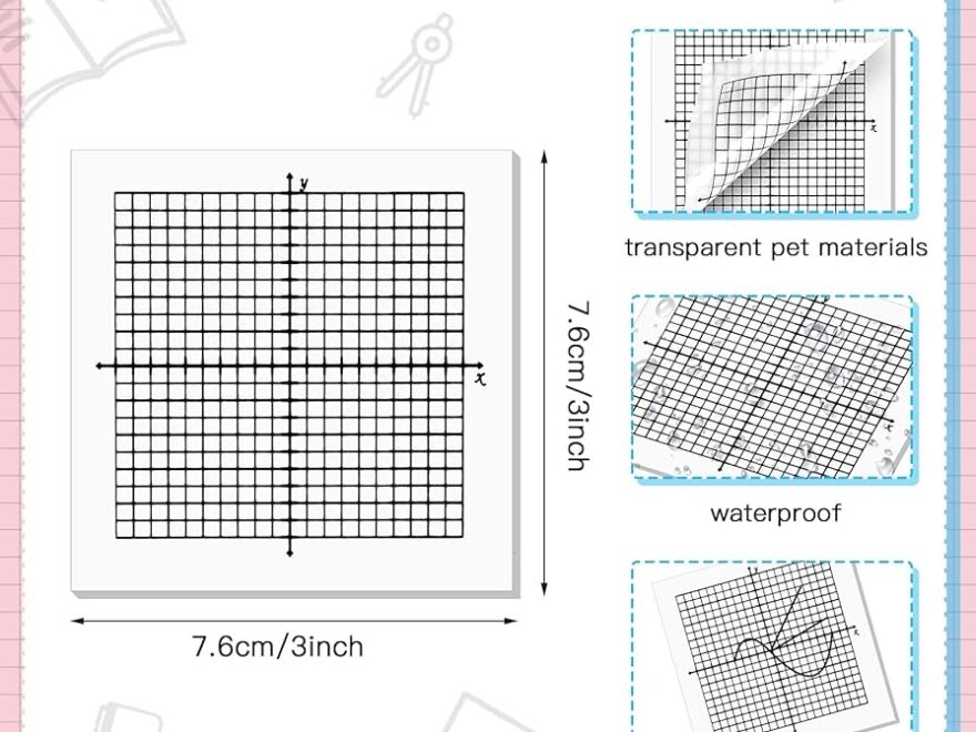 Amazon Xaatren 600 Sheets 12 Pads Graph Paper Sticky Notes Transparent 3 X 3 Inch Graph Paper Sticky Pads 20 X 20 Four Quadrant Self Stick Note For Office School Math Supplies Office Products