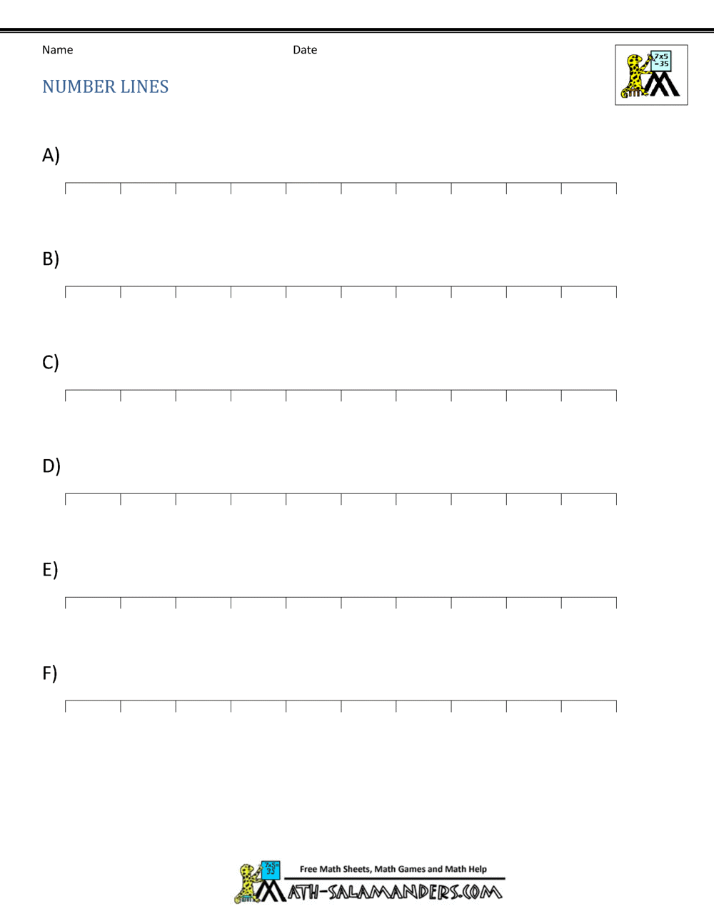 Inequality Graph Paper Blank Number Line Printable