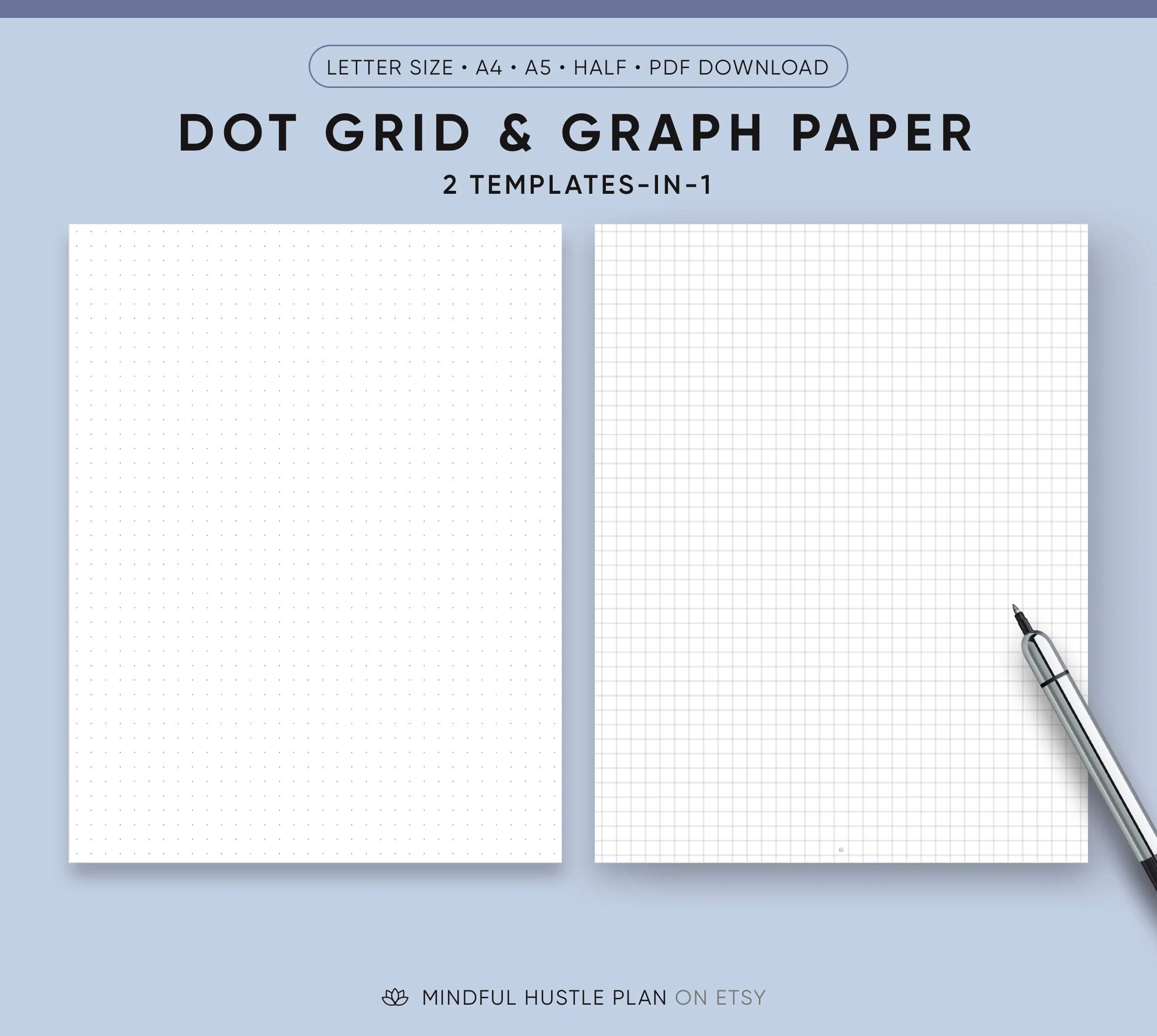 Bullet Journal Template GRAPH Paper And Dot Grid Half Size Letter Size A5 A4 Filofax Refills Bujo Sheets Planner Instant Download Etsy