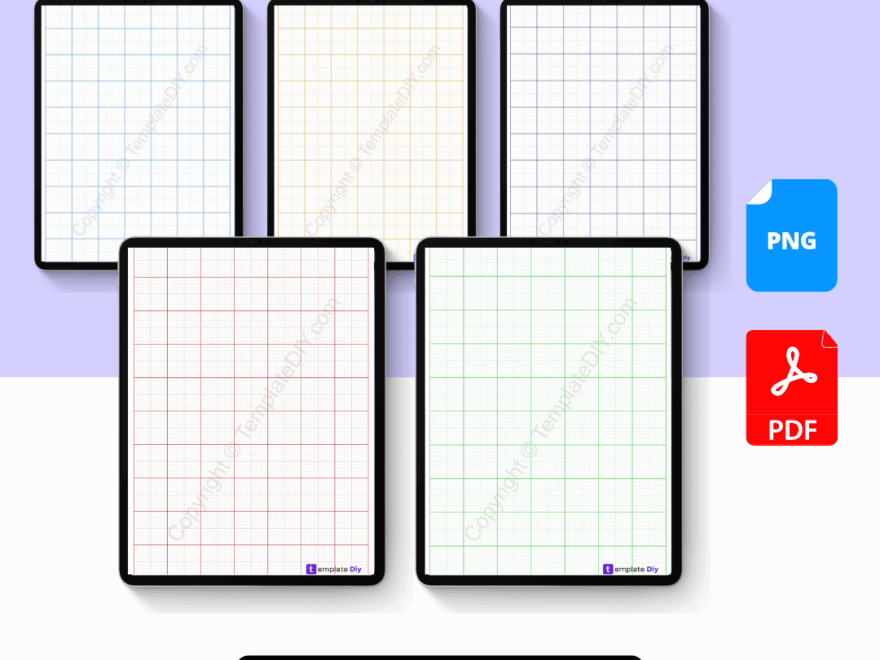 Colored Graph Paper Grid Paper Template Printable PDF