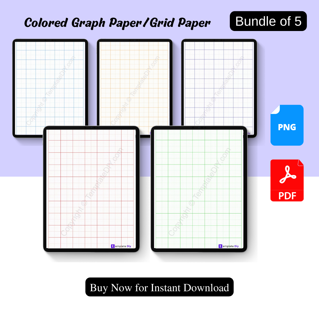 Colored Graph Paper Grid Paper Template Printable PDF
