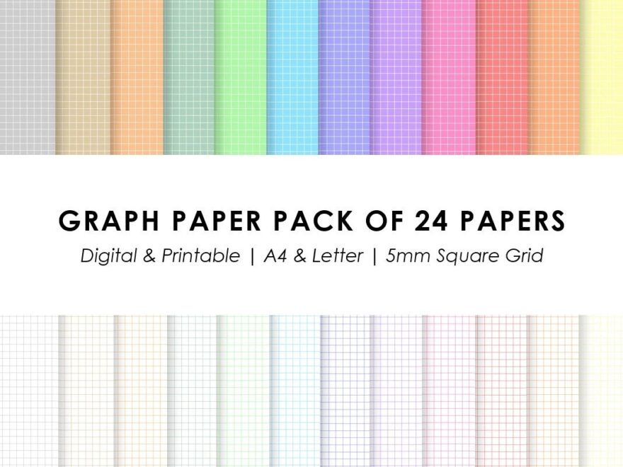 Digital Graph Paper 24 Digital Notebook Paper Templates Colorful Graph Paper Printable Paper For Note taking 5 Mm Grid A4 Letter Etsy