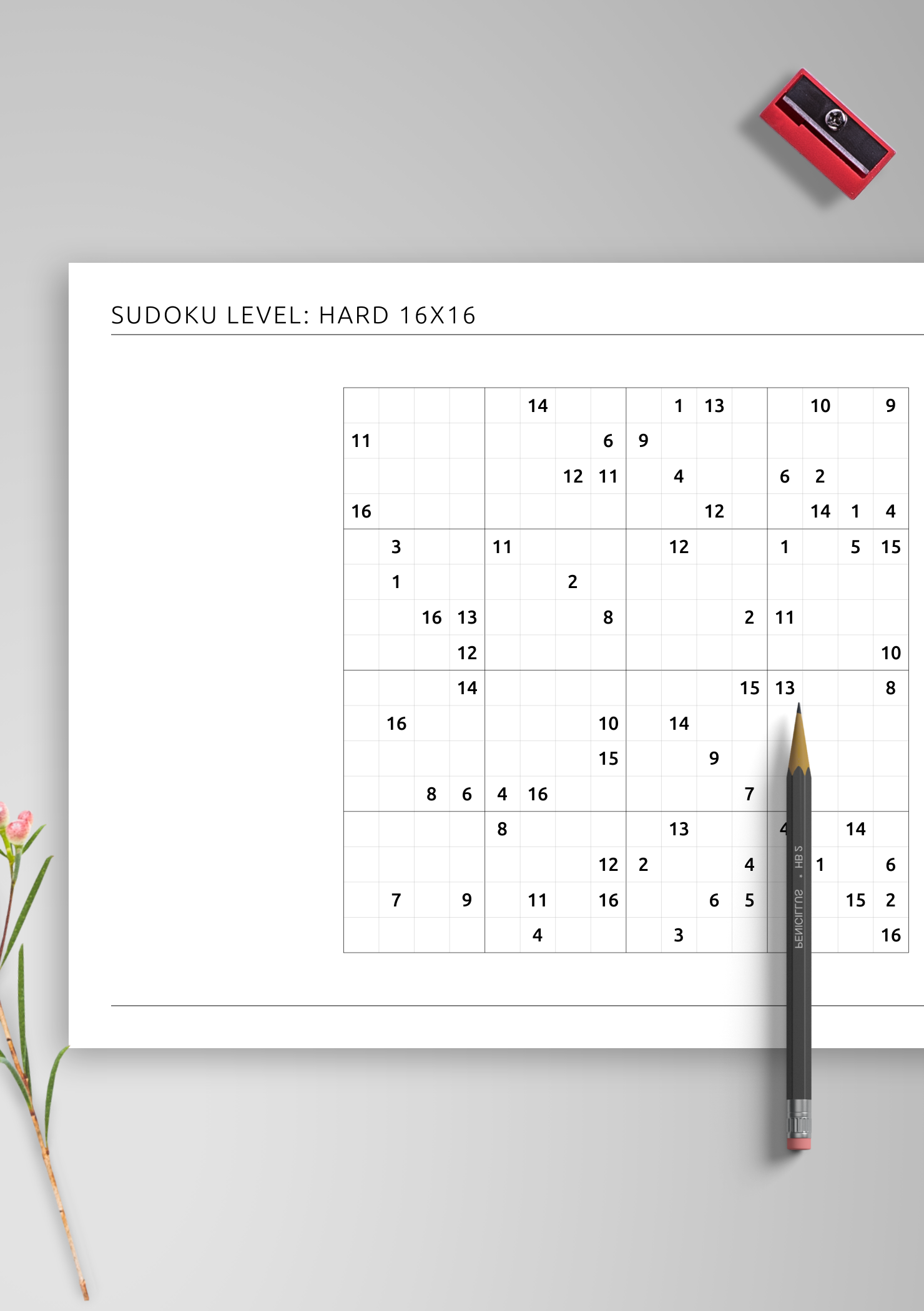 Download Printable 16x16 Hard Sudoku Horizontal PDF Download Printable 16x16 Hard Sudoku Horizontal PDF