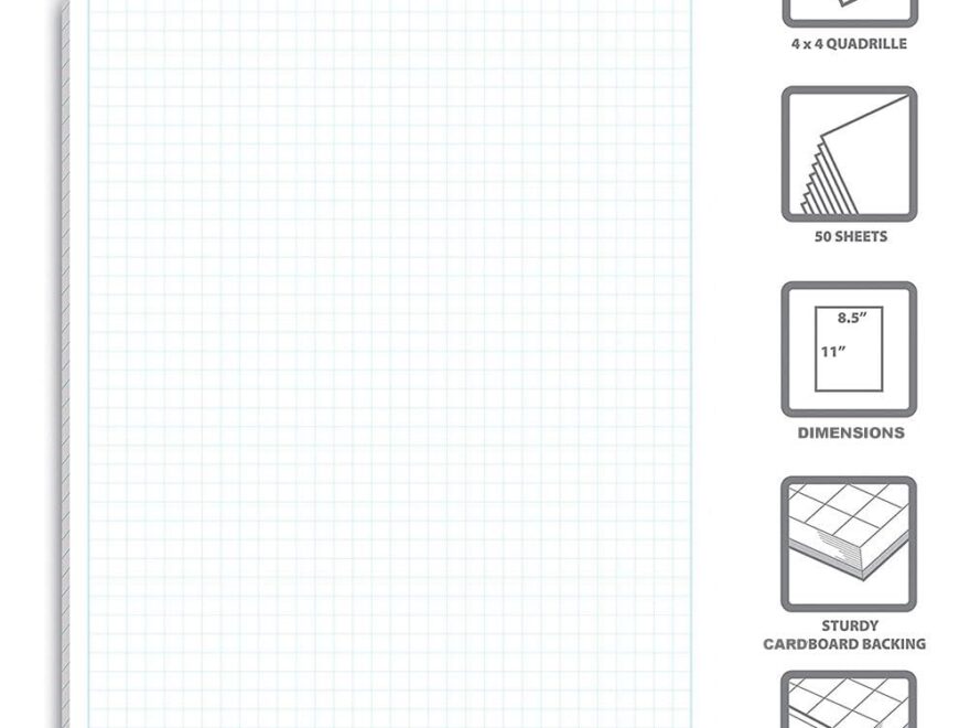 Drafting Paper Graph Paper Pads 8 5x11 Quad Ruled 4 sq Inch 50 Sheets Pad Pack Of 4 11x17 Graph Paper