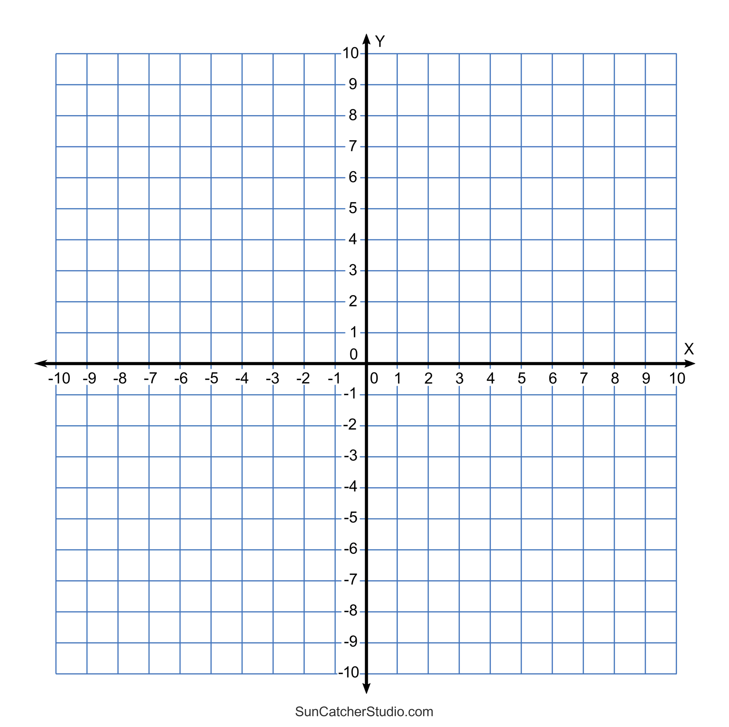 Printable 4 Quadrant Half Number Graph Paper