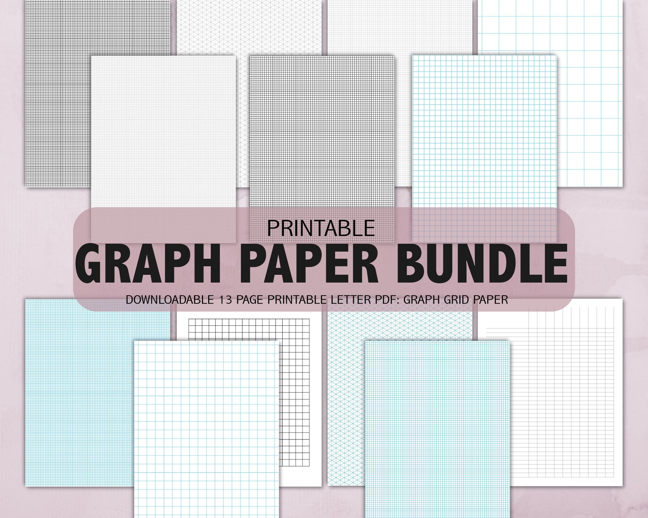 Graph Grid Printable Paper Insert Bundle Engineer Graph Paper Bullet Journal Paper Bujo Planner Etsy