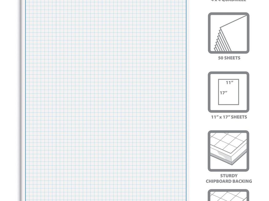 Graph Paper 11x17 Pad 50 Double Sided Sheets 4x4 Grid Blueprint Paper For Drafting Engineering Art Projects 11x17 Graph Paper 1 4 Grid