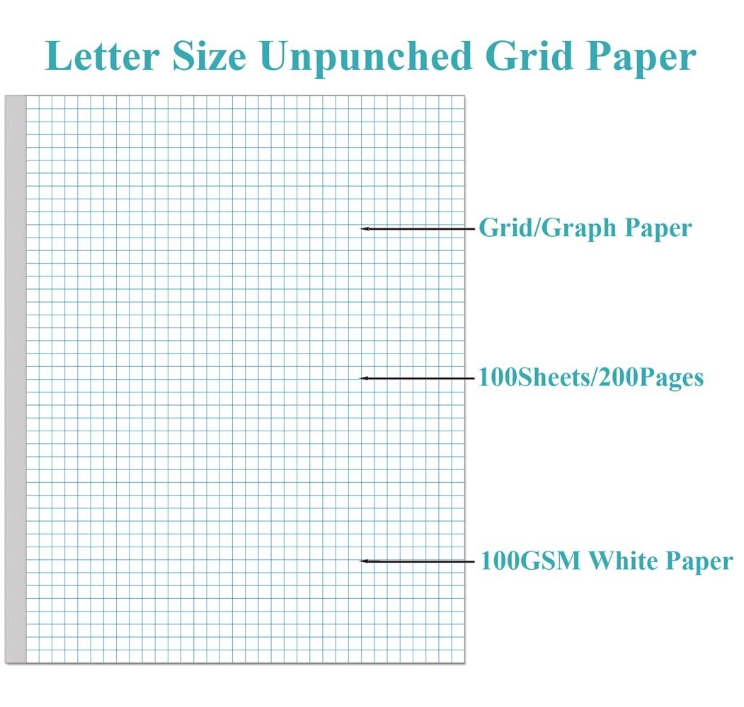 Graph Paper A4 Grid Paper 4 x4 Blue Quad Rule 100Sheets 200Pages Unpunch EBay