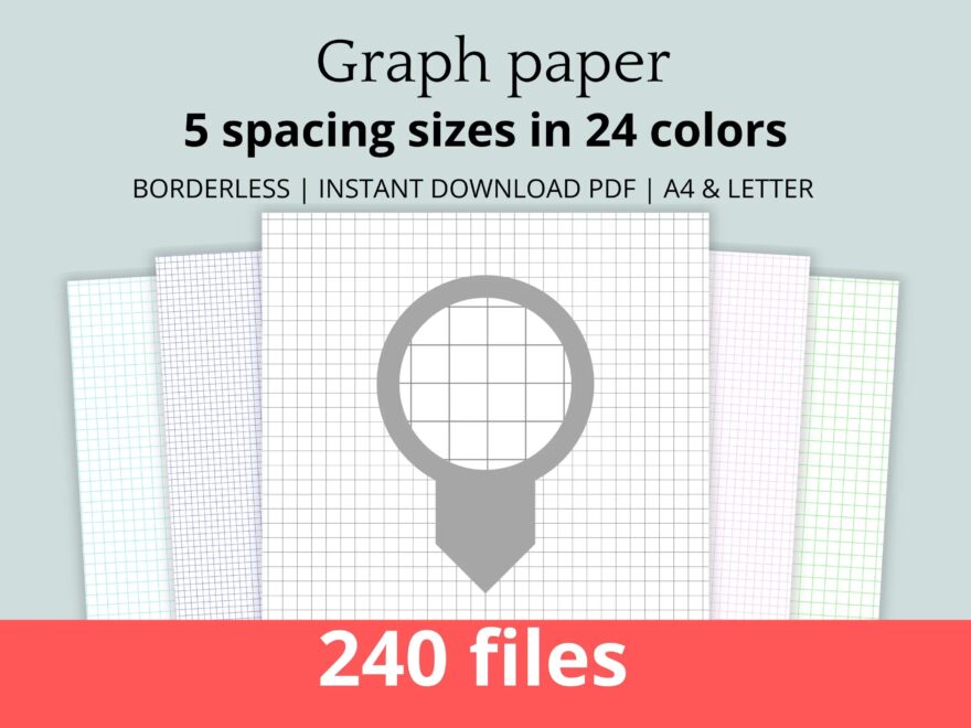 Graph Paper Borderless Printable Pdfs A4 Letter Instant Download 3mm 4mm 5mm 6mm 7mm Spacing 24 Colors 300 DPI Etsy