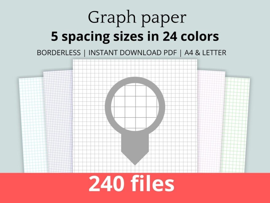 Graph Paper Borderless Printable Pdfs A4 Letter Instant Download 3mm 4mm 5mm 6mm 7mm Spacing 24 Colors 300 DPI Etsy