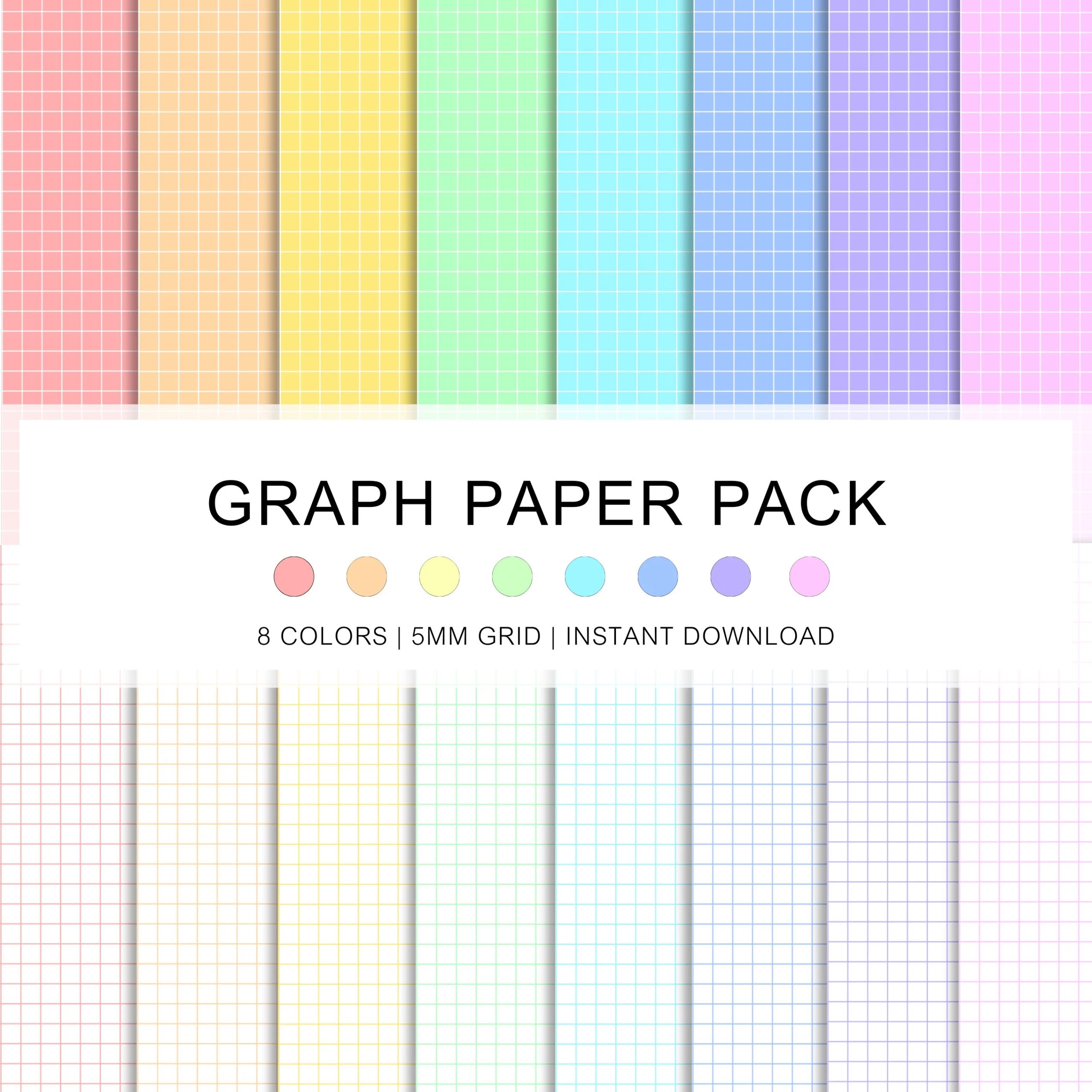 Graph Paper Bundle Of 16 Templates Rainbow Colors Printable And Digital Notebook Paper 5 Mm Graph Grid A4 Letter Instant Download PDF Etsy