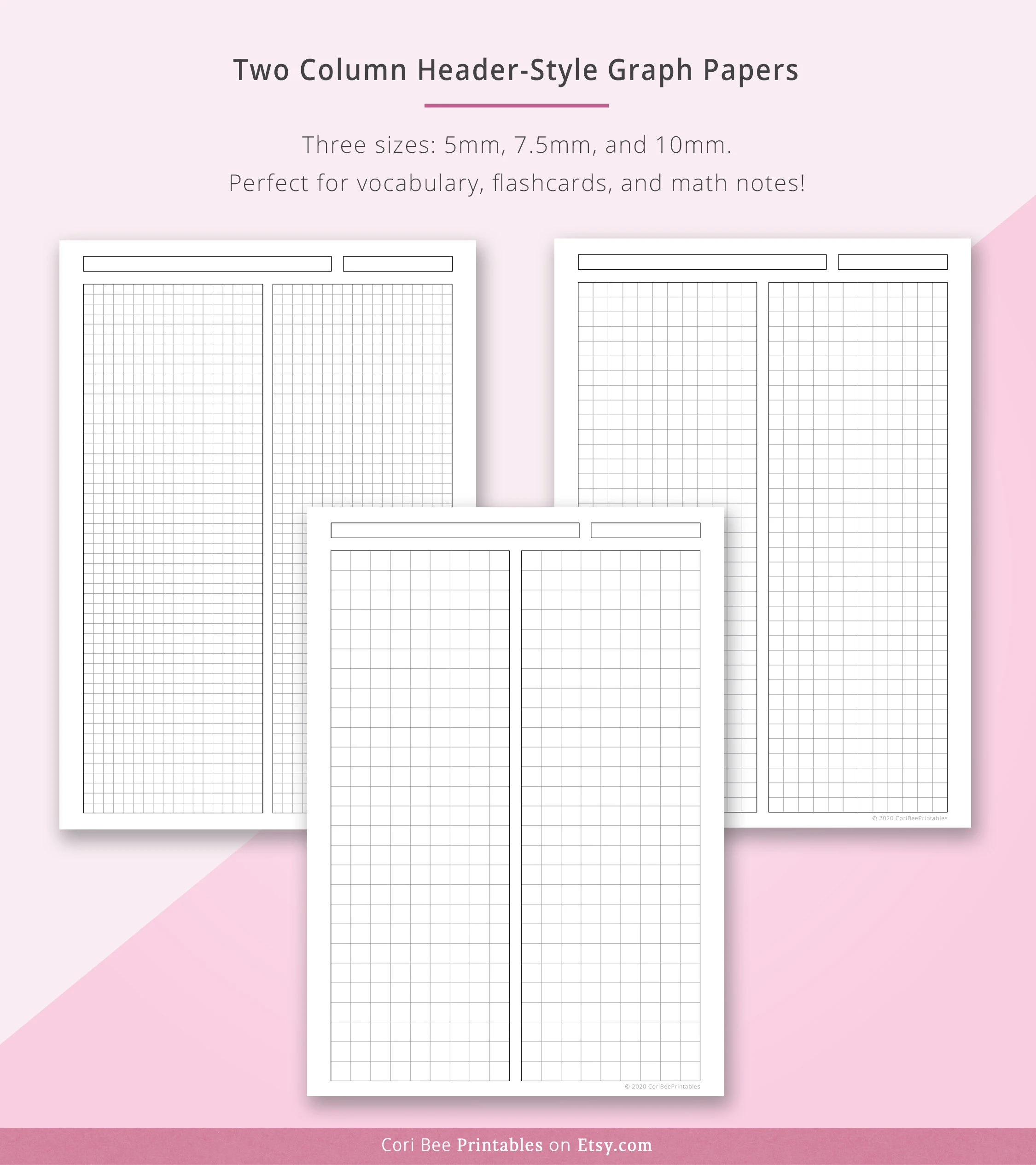 Graph Paper Graph Note Paper Graph Notebook Paper Printable Graph Stationary Printable Notetaking Paper Wide Graph Paper Narrow Graph Etsy