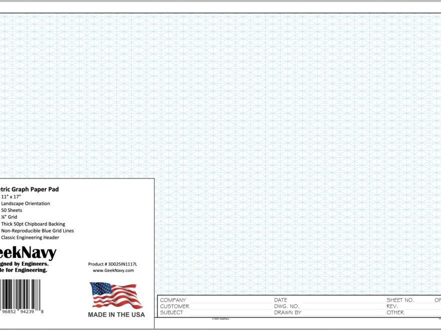 Graph Paper Notebook 11 X 17 Isometric Graph Paper 50 Sheets Landscape 0 25 Grid Graph Paper 11x17