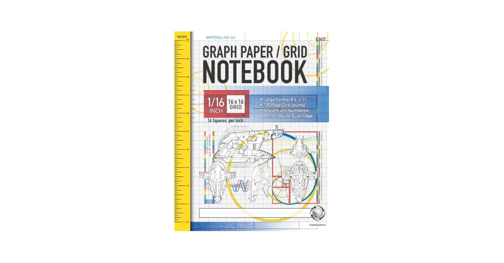 Graph Paper Notebook Grid Notebook 1 16 Inch Squares 16x16 Grid 16 Squares Per 1 Inch 120 Numbered Pages Grid Journal Large 8 5 X 11 Inches Ruled Distinct Feint Lines Patent Drawings Createmplative Christensen Joseph 9798767978298 