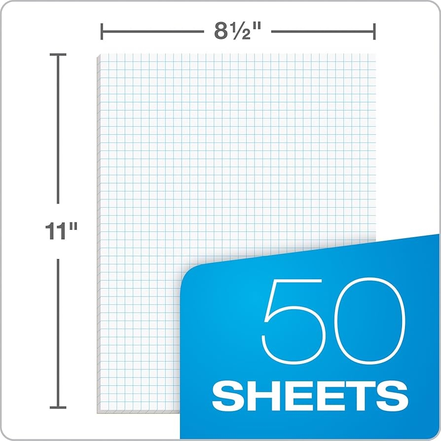 Graph Paper TOPS Pads 5 Pack 4x4 Grid 50 Sheets Each 8 5x11 11 X 17 Grid Paper