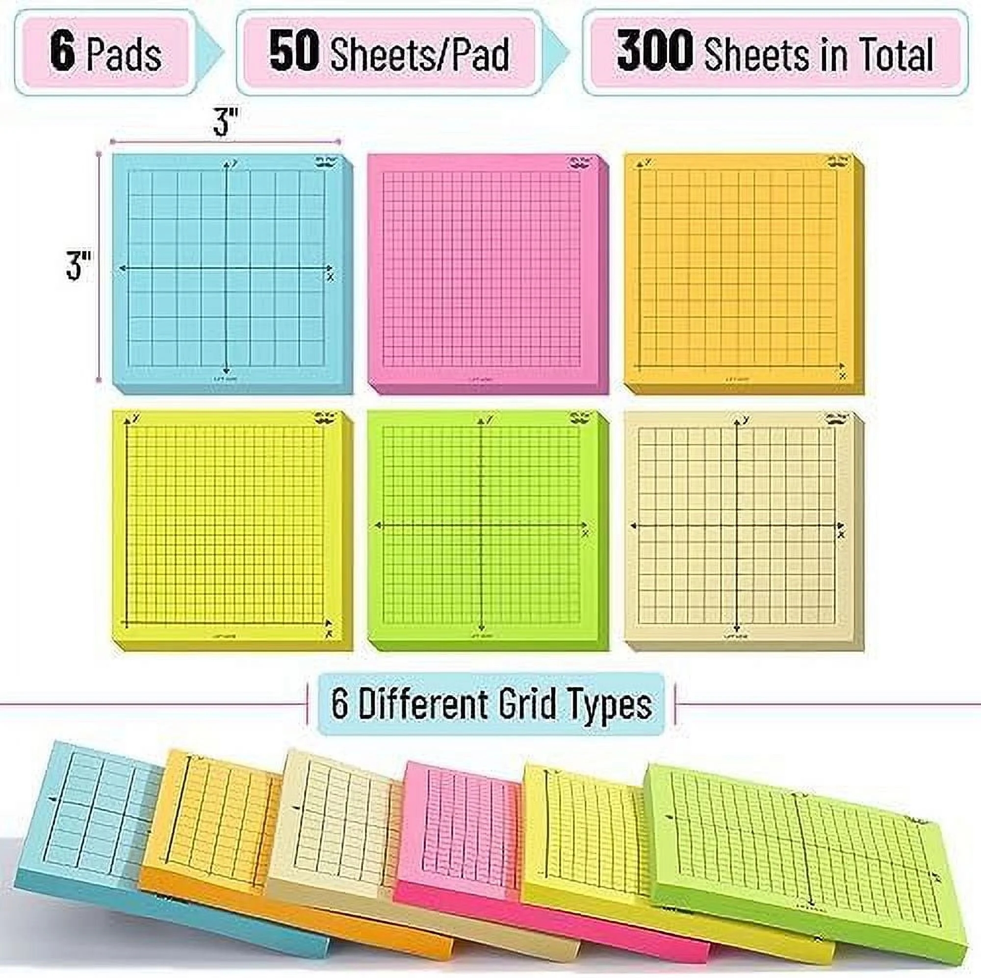 Graphing Sticky Notes Juvale 10 Pack Mini Graph Paper Sticky Notes In 6 Designs 25 Sheets Per Pad 3x3 In Planner Supplies And Accessories Mini Pen