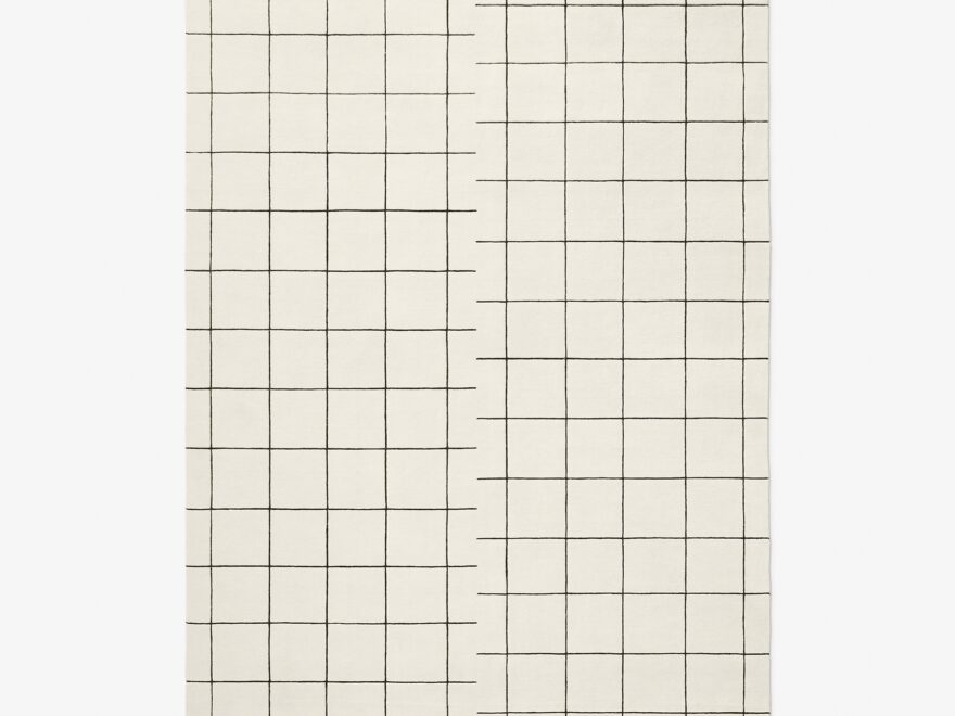 Grid Dusty White Black Modern Area Rug NORDIC KNOTS