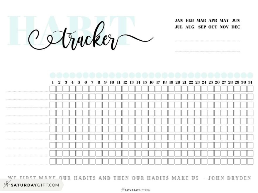 Habit Tracker Printable 43 Cute Free Printable Habit Trackers