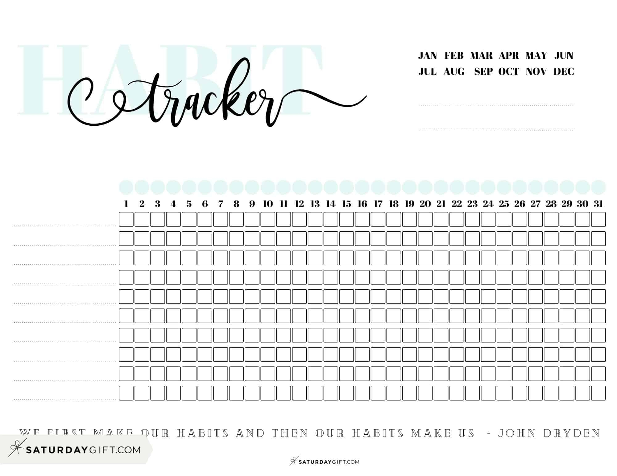 Habit Tracker Printable 43 Cute Free Printable Habit Trackers