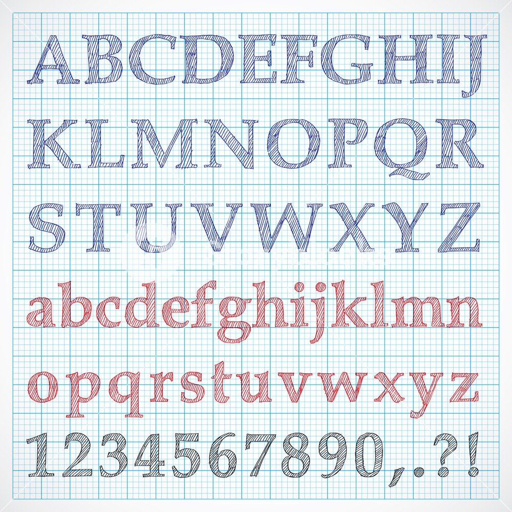 Hand drawn Fonts On Graph Paper Royalty Free Stock Image Storyblocks