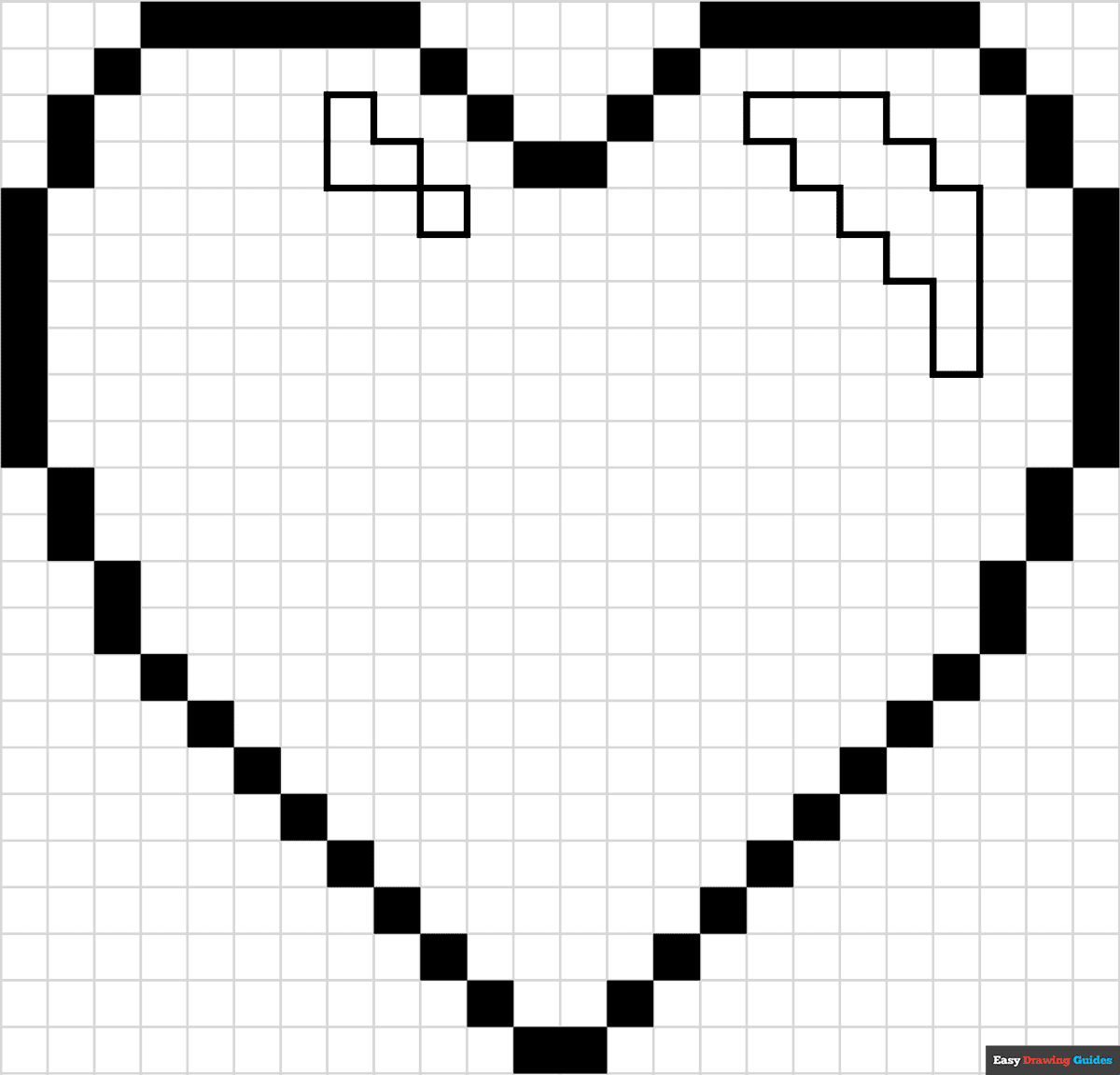 Heart Pixel Art Coloring Page Easy Drawing Guides