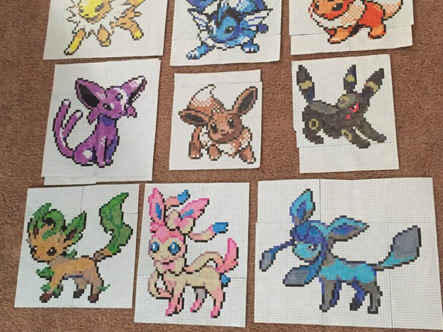 I ve Now Drawn All Of The Eeveelutions Using Graph Paper R gaming