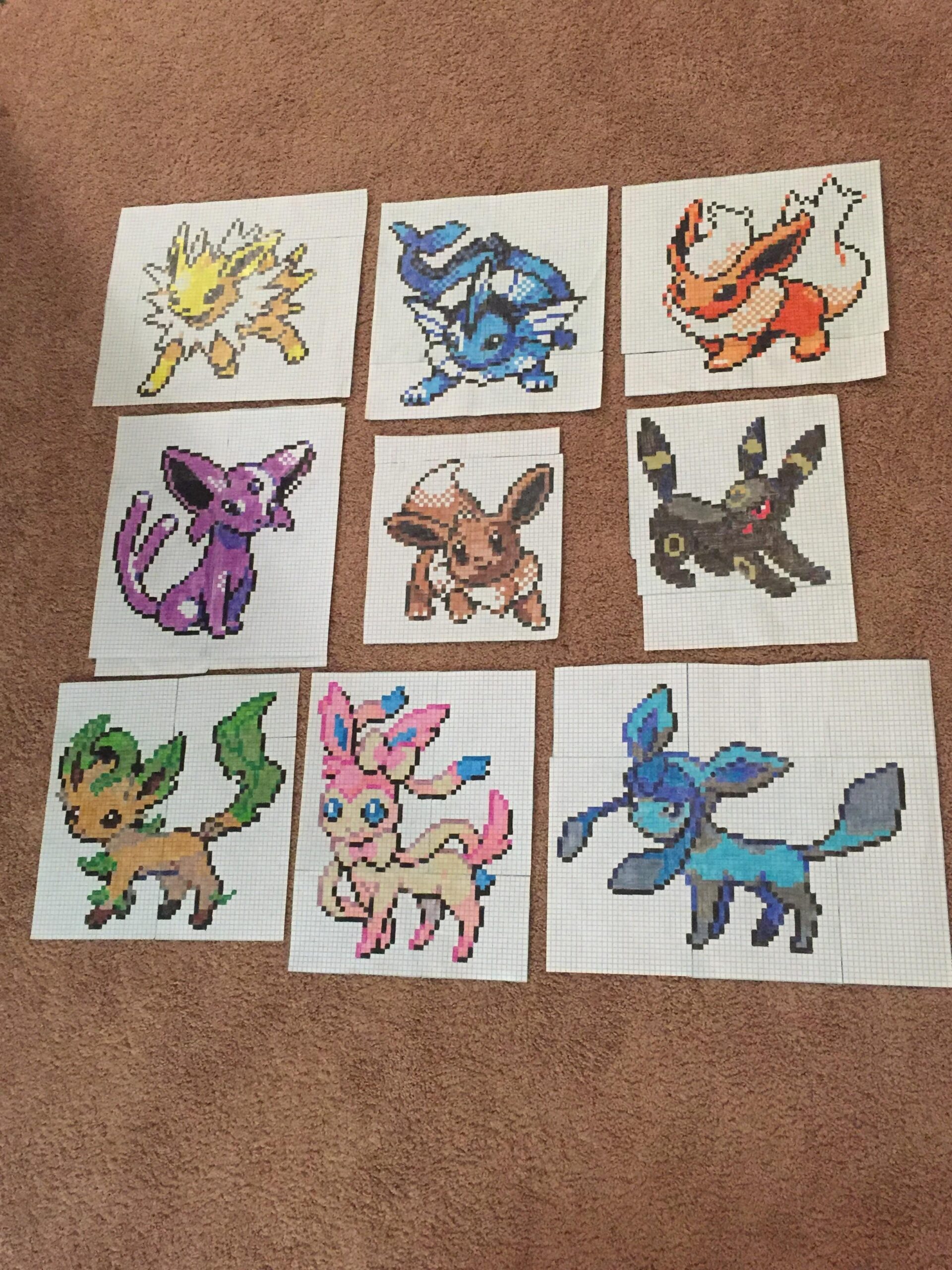 I ve Now Drawn All Of The Eeveelutions Using Graph Paper R gaming I ve Now Drawn All Of The Eeveelutions Using Graph Paper R gaming