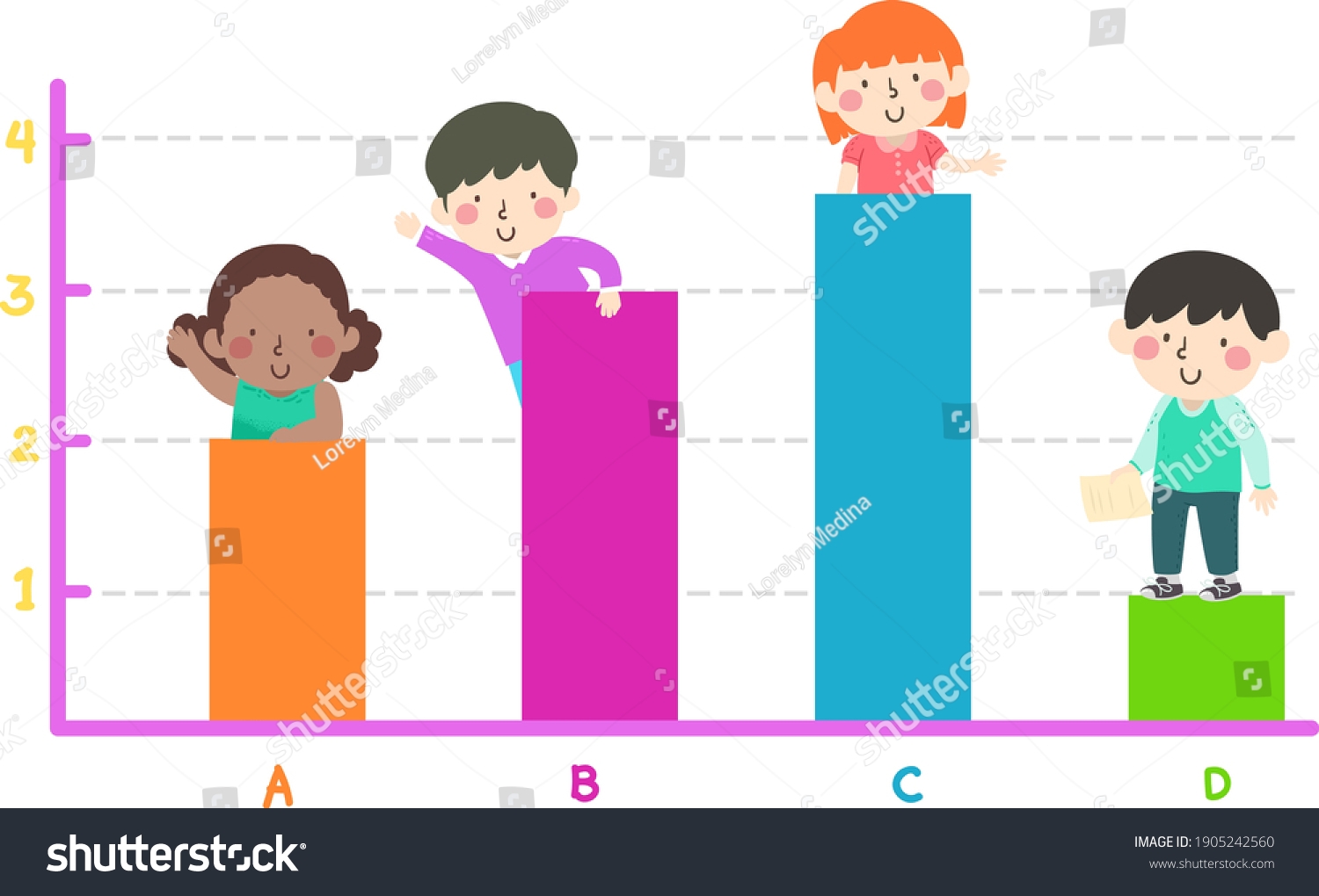 Illustration Kids On Colorful Bar Graph Stock Vector Royalty Free 1905242560 Shutterstock