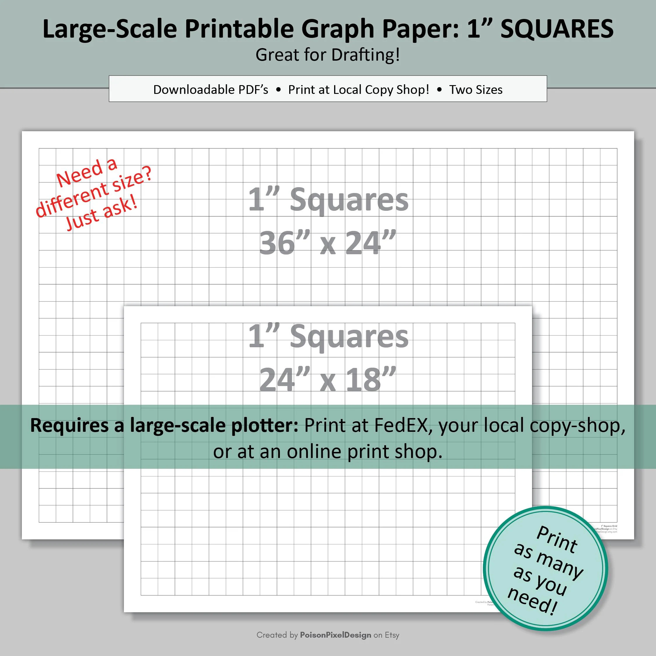 Large Scale SQUARE Graph Paper 1 Grid Two Sizes 36x24 24x18 digital PDF Download Etsy Large Scale SQUARE Graph Paper 1 Grid Two Sizes 36x24 24x18 digital PDF Download Etsy