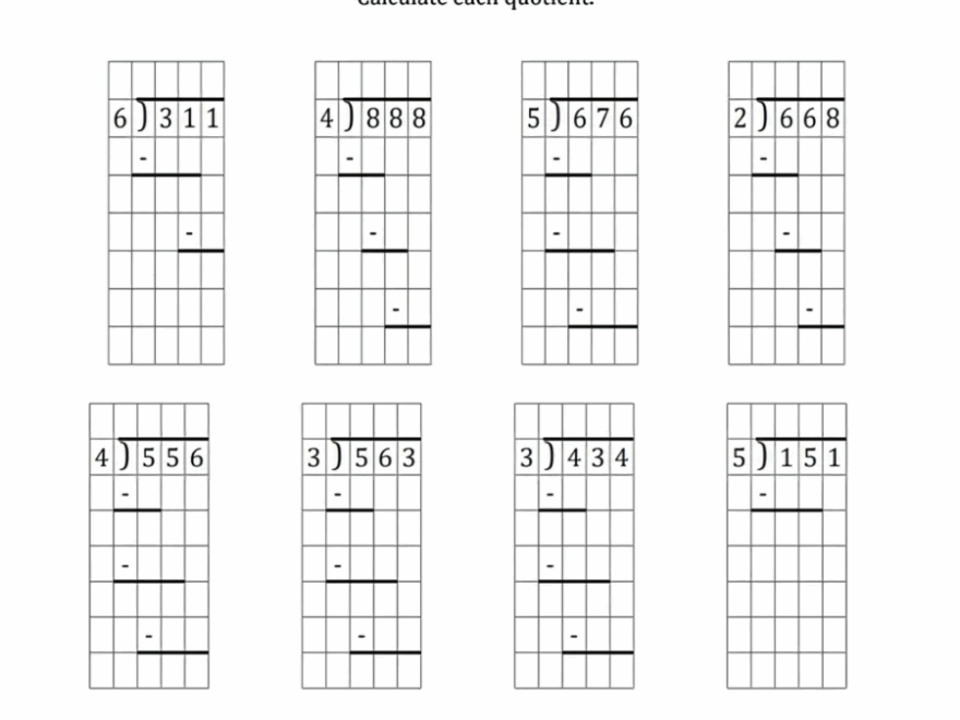 Long Division On Graph Paper Worksheets WorksheetsGO