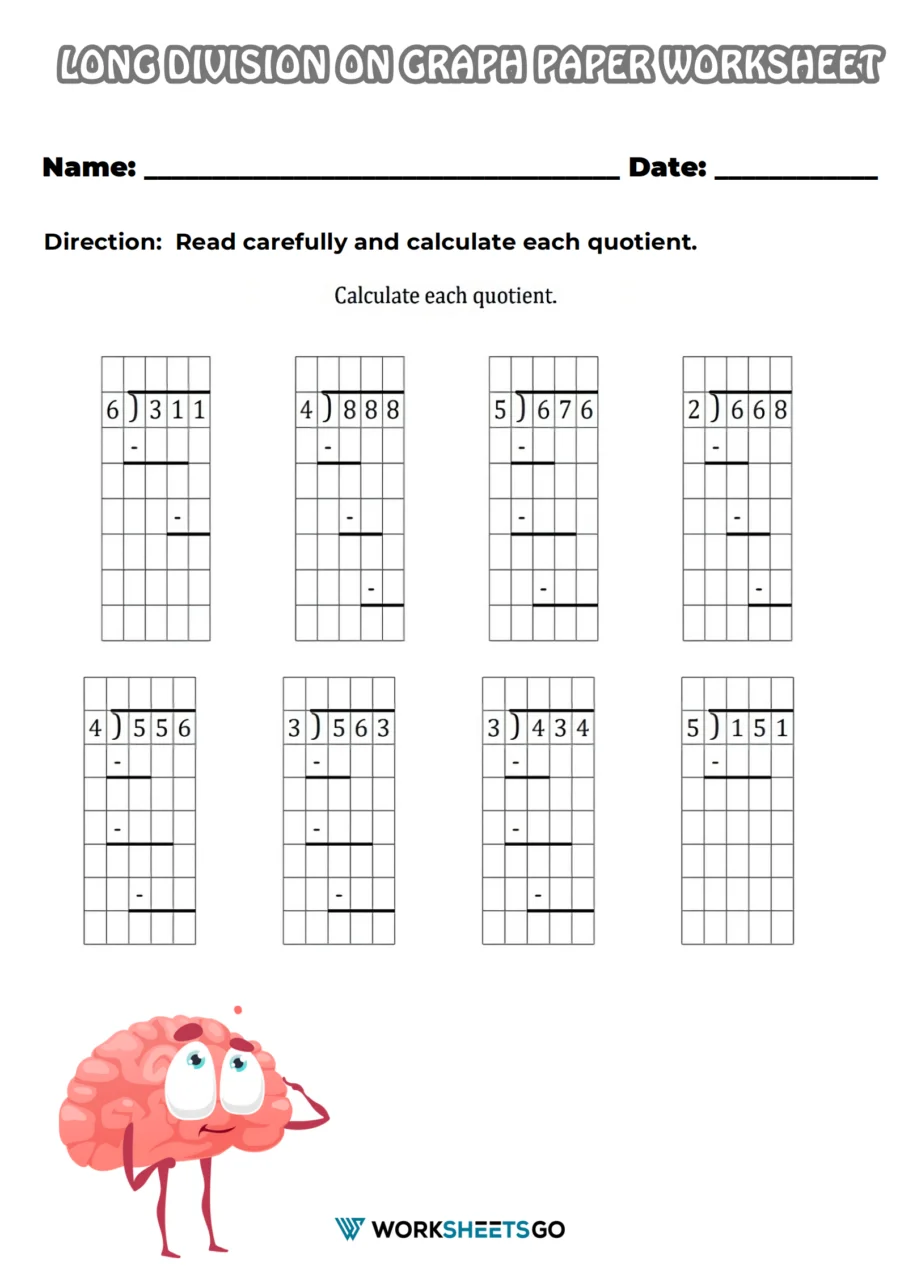 Long Division On Graph Paper Worksheets WorksheetsGO Long Division On Graph Paper Worksheets WorksheetsGO