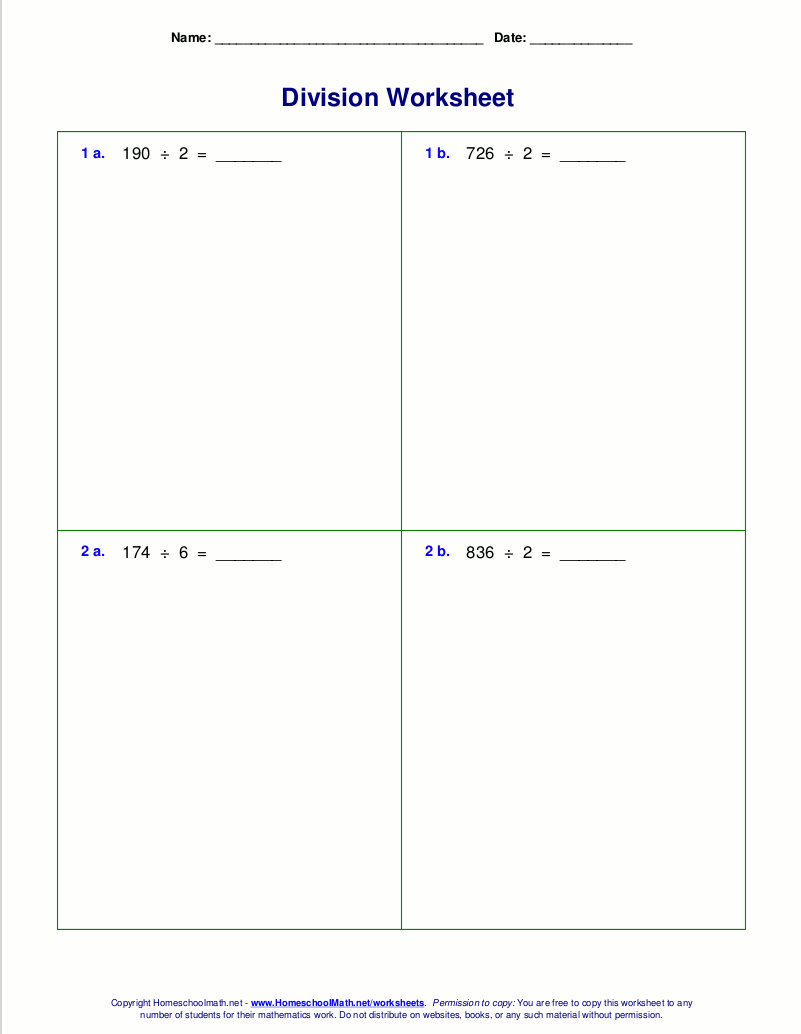 Long Division Worksheets For Grades 4 6