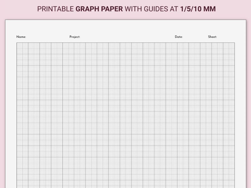 Millimeter Graph Paper With Header Printable A4 10 Mm Margin 1 5 10 Mm Guides Cyan magenta yellow black Name project date sheet Fields Etsy